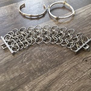 Chain link bracelet, Stretchy Celtic, Silver Cuff